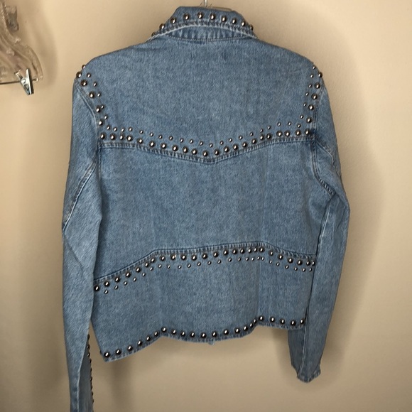 Light Blue Denim Studded Jacket - Picture 11 of 13